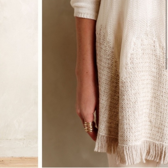 Anthropologie Moth Nevis Cream Fringe Wool Alpaca Cardigan size LP bohemian‎ - Picture 6 of 13